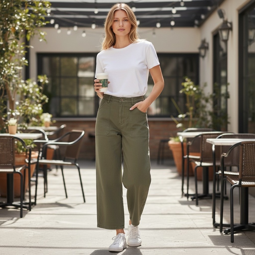 Universal Thread Olive Green Wide Leg Utility Pants Womens 12 NWT High Rise Crop
